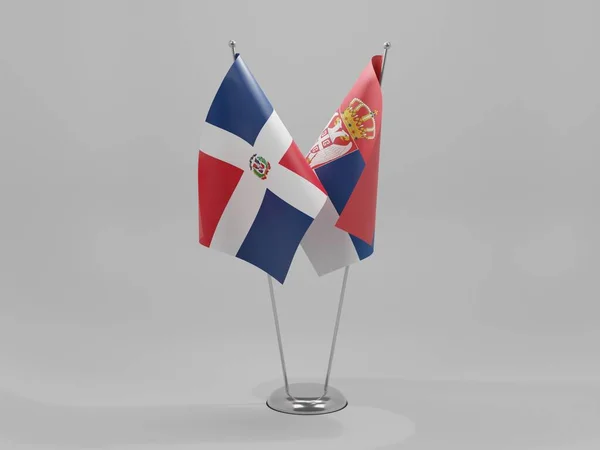 セルビア ドミニカ共和国協力旗 白背景 3Dレンダリング — ストック写真