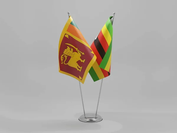 ジンバブエ スリランカ協力旗 白背景 3Dレンダリング — ストック写真