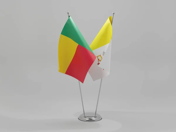 Vatican City Benin Cooperation Flags White Background Render — 스톡 사진