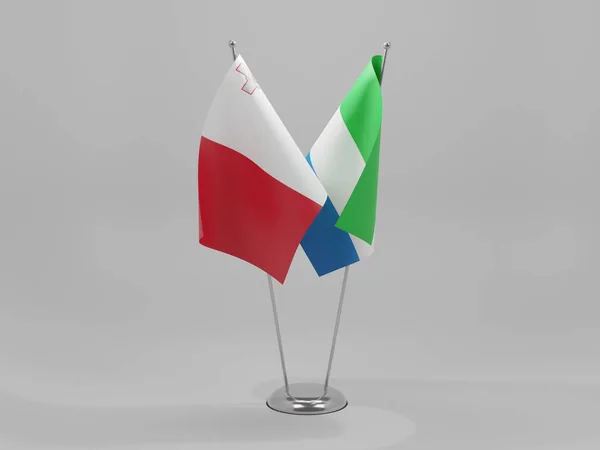 Sierra Leone Malta Kooperationsflaggen Weißer Hintergrund Render — Stockfoto