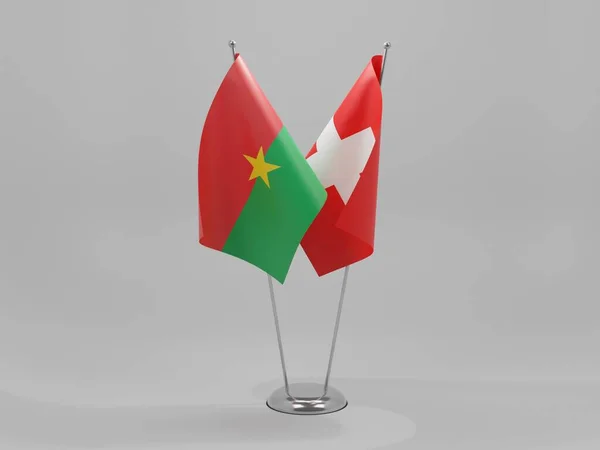 Svájc Burkina Faso Együttműködési Zászlók Fehér Háttér Render — Stock Fotó