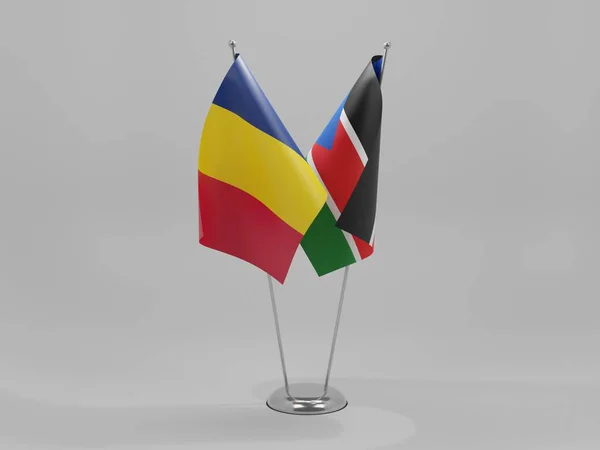 South Sudan Chad Cooperation Flags White Background Render — 스톡 사진