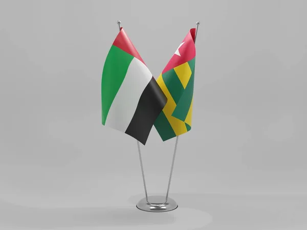 Togo Zjednoczone Emiraty Arabskie Flagi Współpracy Białe Tło Render — Zdjęcie stockowe