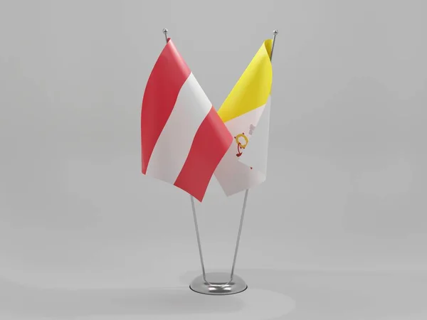 Watykan Austria Flagi Współpracy Białe Tło Render — Zdjęcie stockowe