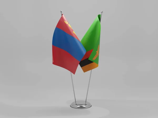 Zambia Mongolia Cooperation Flags White Background Render — Stock Photo, Image