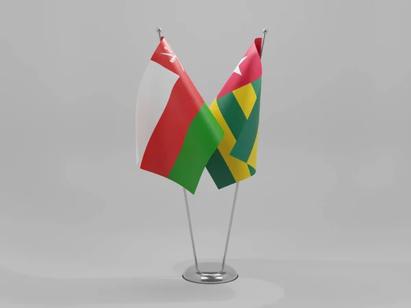 Togo Oman Cooperation Flags White Background Render — Stock Photo, Image