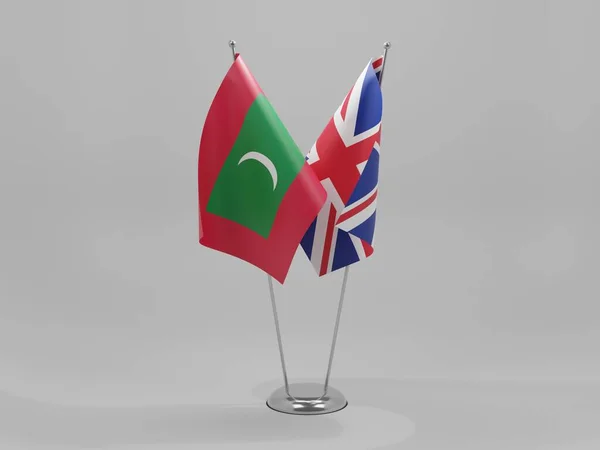 Reino Unido Banderas Cooperación Maldivas Fondo Blanco Render — Foto de Stock