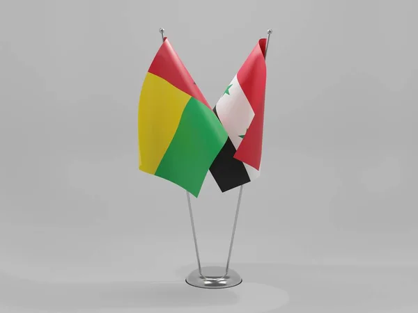 Banderas Cooperación Entre Siria Guinea Bissau Fondo Blanco Render —  Fotos de Stock
