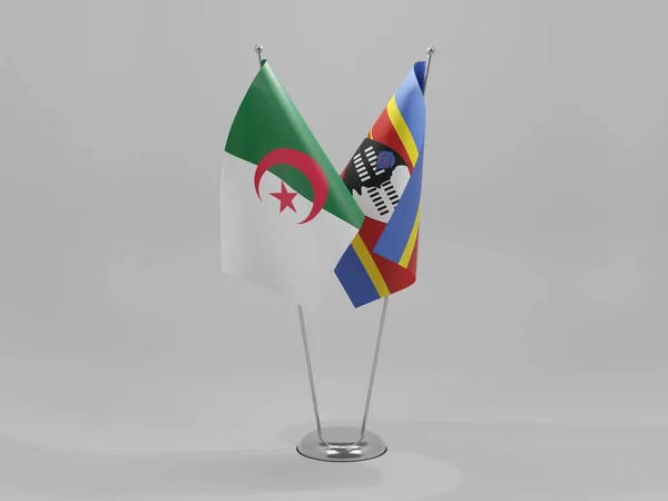 Swazilandia Argelia Banderas Cooperación Fondo Blanco Render — Foto de Stock