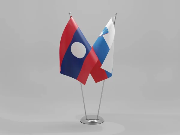 Slowenien Laos Kooperationsflaggen Weißer Hintergrund Render — Stockfoto
