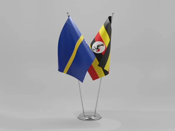 Uganda Nauru Cooperation Flags White Background Render — Stock Photo, Image