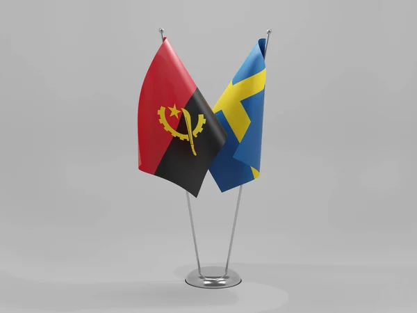 Sweden Angola Cooperation Flags White Background Render — Stock Photo, Image