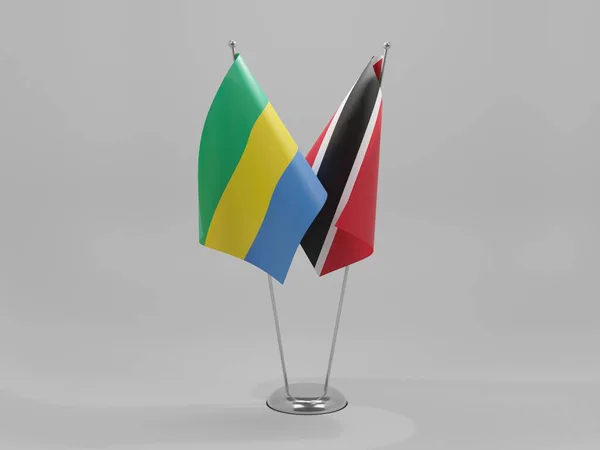 Trinidad Tobago Bandiere Cooperazione Gabon Sfondo Bianco Render — Foto Stock