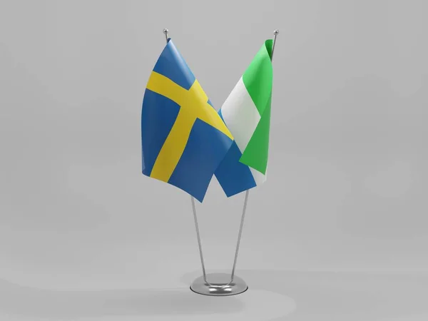 Sierra Leone Szwecja Flagi Współpracy Białe Tło Render — Zdjęcie stockowe