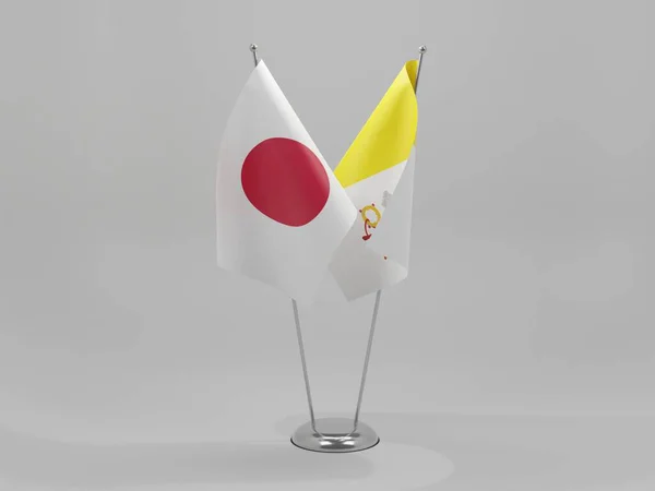 Ciudad Del Vaticano Banderas Cooperación Japón Fondo Blanco Render —  Fotos de Stock