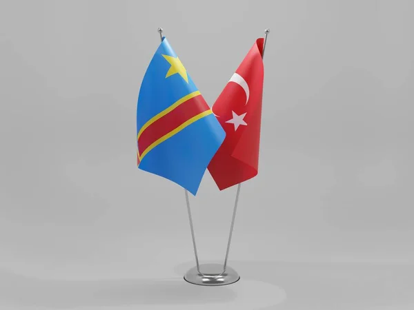Banderas Cooperación Entre Turquía República Democrática Del Congo Fondo Blanco — Foto de Stock