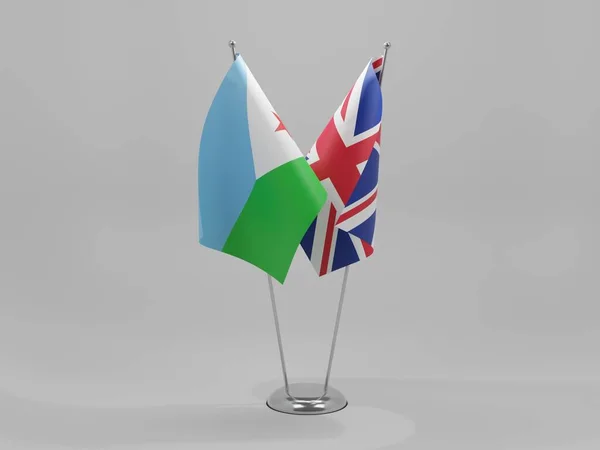 Reino Unido Banderas Cooperación Yibuti Fondo Blanco Render —  Fotos de Stock