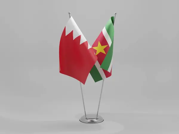 Suriname Bahreini Együttműködés Zászlók Fehér Háttér Render — Stock Fotó