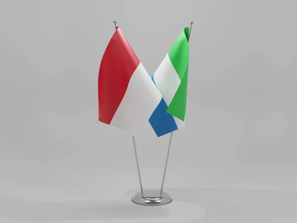 Sierra Leone Monako Flagi Współpracy Białe Tło Render — Zdjęcie stockowe