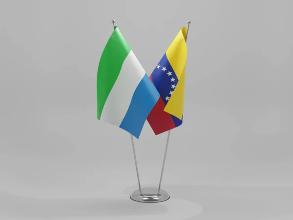 Venezuela Sierra Leone Drapeaux Coopération Fond Blanc Render — Photo