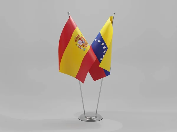 Venezuela Banderas Cooperación España Fondo Blanco Render — Foto de Stock