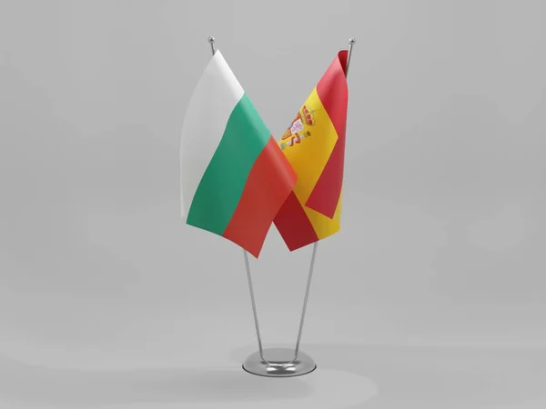 Spagna Bulgaria Bandiere Cooperazione Sfondo Bianco Render — Foto Stock