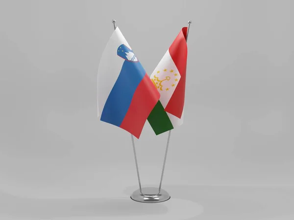 Drapeaux Coopération Tadjikistan Slovénie Fond Blanc Render — Photo