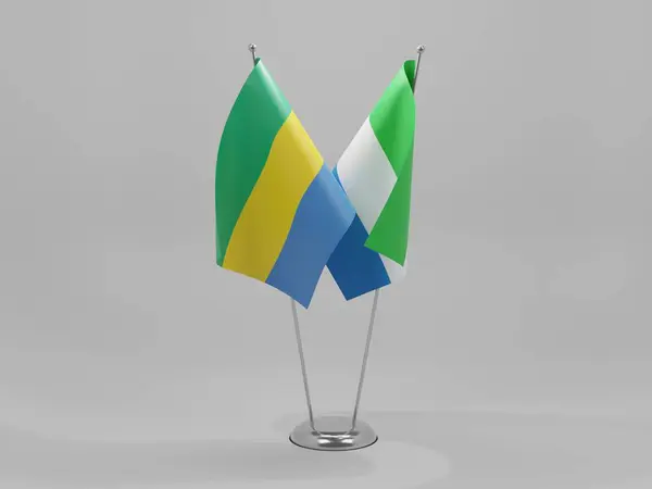 Sierra Leone Gabon Cooperation Flags White Background Render — стокове фото