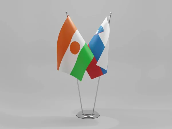 슬로베니아 Niger Cooperation Flags White Background Render — 스톡 사진