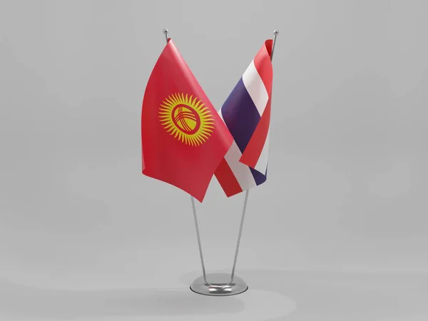 Thajsko Kyrgyzstán Spolupráce Vlajky Bílé Pozadí Render — Stock fotografie