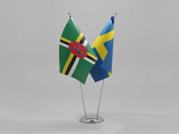 Schweden Dominica Cooperation Flags Weißer Hintergrund Render — Stockfoto