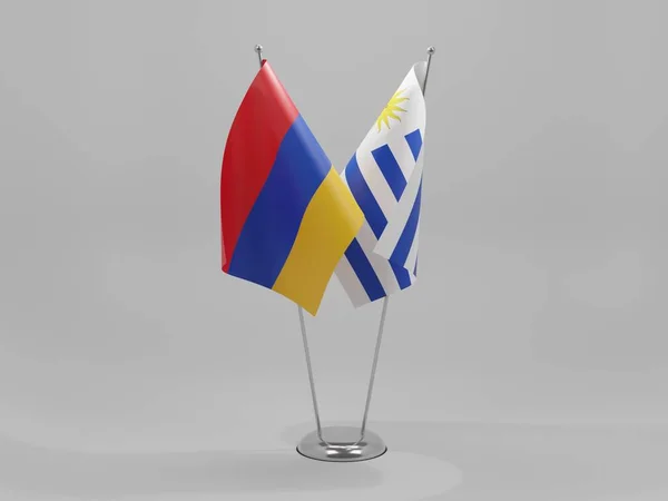 Uruguay Bendera Kerjasama Armenia Latar Belakang Putih Perender — Stok Foto