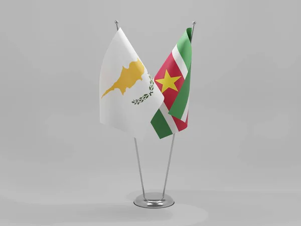 Suriname Ciprus Együttműködési Zászlók Fehér Háttér Render — Stock Fotó