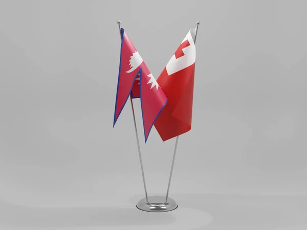 Tonga Bandiere Cooperazione Nepal Sfondo Bianco Render — Foto Stock
