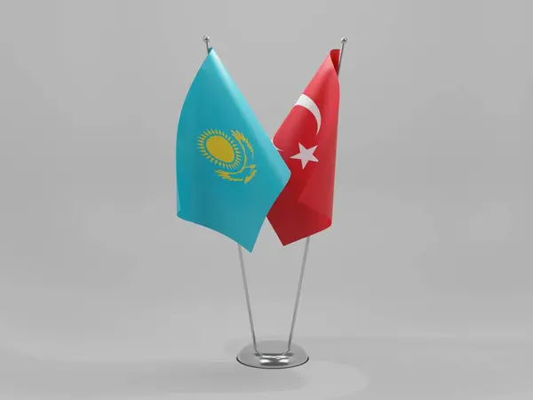 Turquie Drapeaux Coopération Kazakhstan Fond Blanc Render — Photo