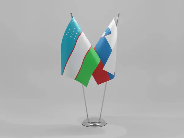 Slovenia Uzbekistan Cooperation Flags White Background Render — Stock Photo, Image