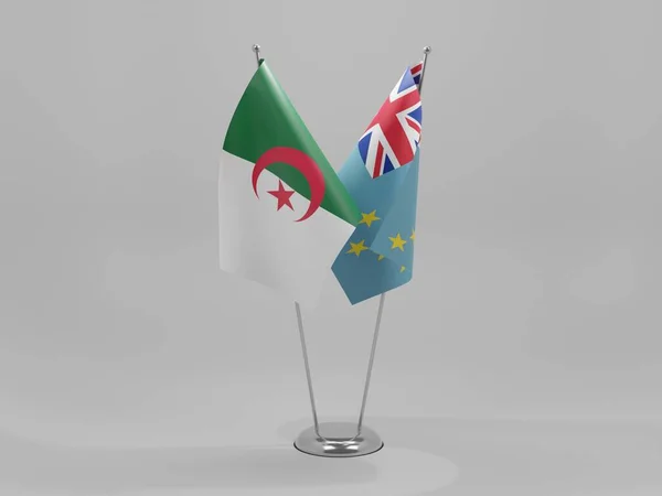 Tuvalu Argelia Banderas Cooperación Fondo Blanco Render —  Fotos de Stock