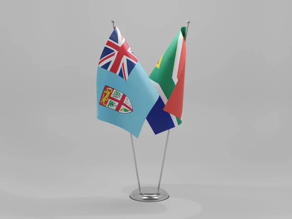 Sudáfrica Banderas Cooperación Fiyi Fondo Blanco Render —  Fotos de Stock