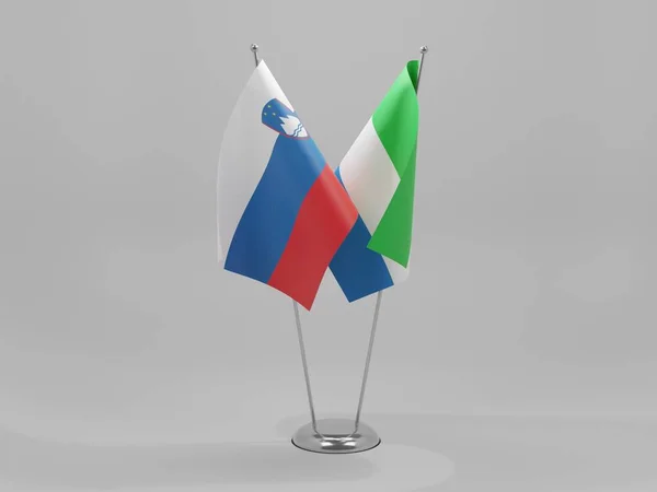 Sierra Leone Slovenia Cooperation Flags White Background Render — Stock Photo, Image