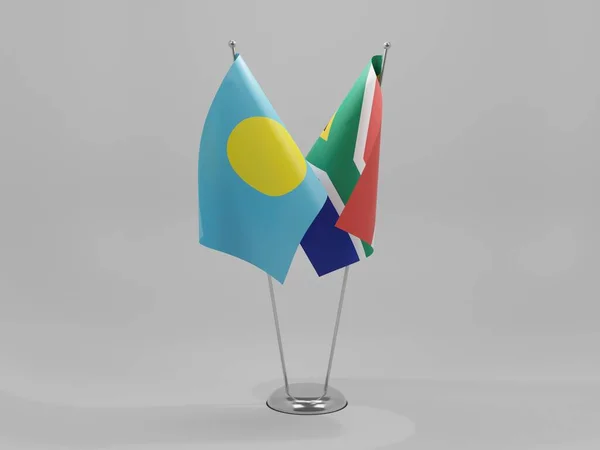 South Africa Palau Cooperation Flags White Background Render — Stock Photo, Image