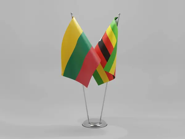 Simbabwe Litauen Kooperationsfahnen Weißer Hintergrund Render — Stockfoto