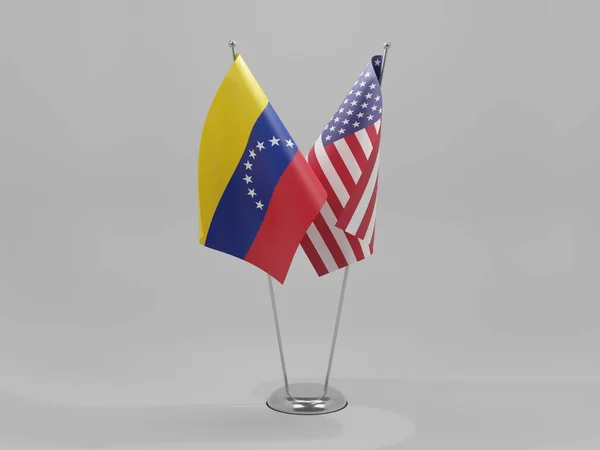 Förenta Staterna Venezuela Flaggor För Samarbete Vit Bakgrund Render — Stockfoto