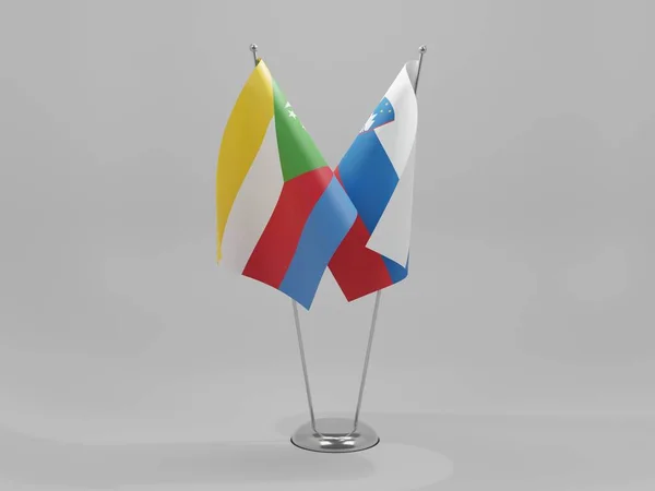 Słowenia Komory Flagi Współpracy Białe Tło Render — Zdjęcie stockowe