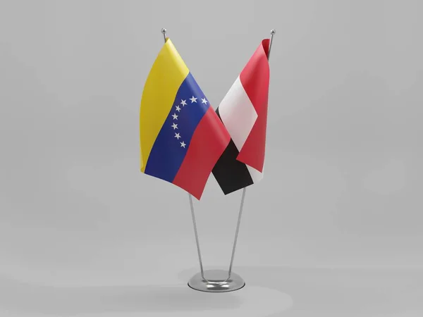 Yémen Drapeaux Coopération Venezuela Fond Blanc Render — Photo