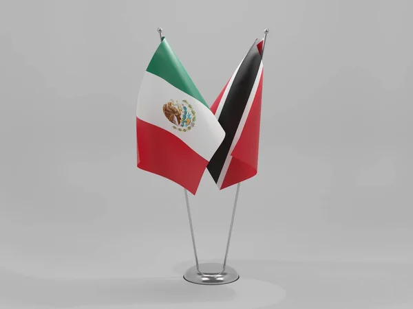 Trinidad Tobago Banderas Cooperación México Fondo Blanco Render — Foto de Stock