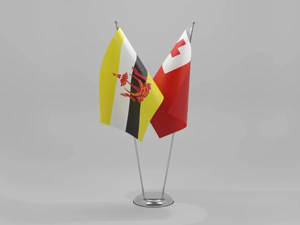 Tonga Brunei Cooperation Flags White Background Render — Stock Photo, Image