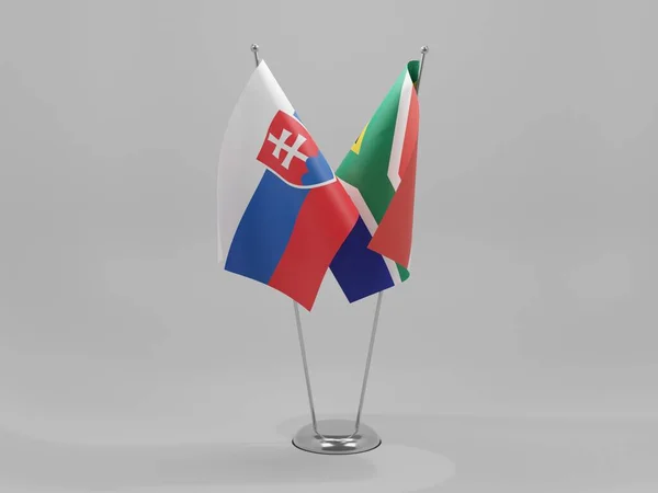 África Sul Eslováquia Bandeiras Cooperação Fundo Branco Render — Fotografia de Stock