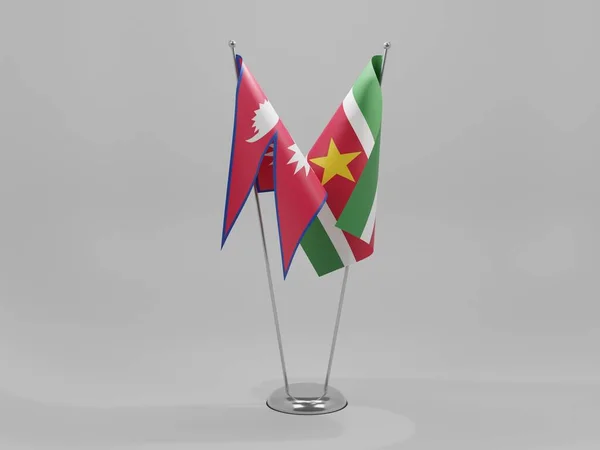 Suriname Nepal Cooperation Flags White Background Render — Stock Photo, Image