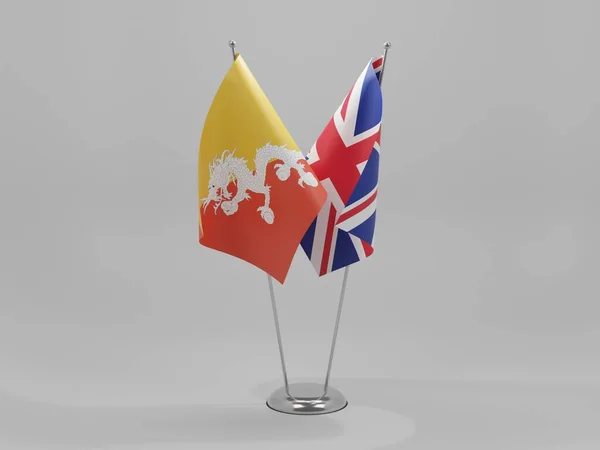 Reino Unido Bandeiras Cooperação Butão Fundo Branco Render — Fotografia de Stock