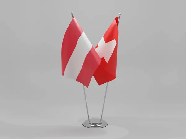 Suiza Austria Banderas Cooperación Fondo Blanco Render —  Fotos de Stock